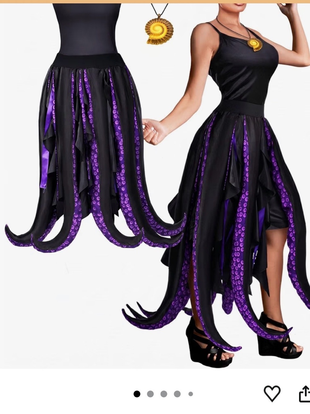 2x Ursula costume includes dress, tentacle skirt and necklace